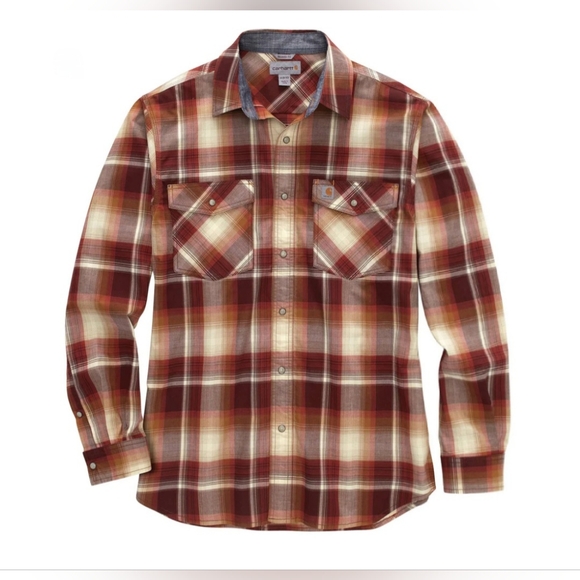 Carhartt Other - Carhartt Men's Casual Plaid Shirt - Red and Tan